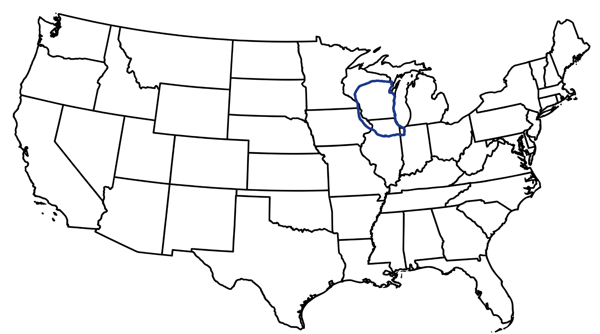 Map of the Local Flatbed Driver coverage area — a Laufer-blue loop around Wisconsin extending south into northern Illinois and northwest Indiana.